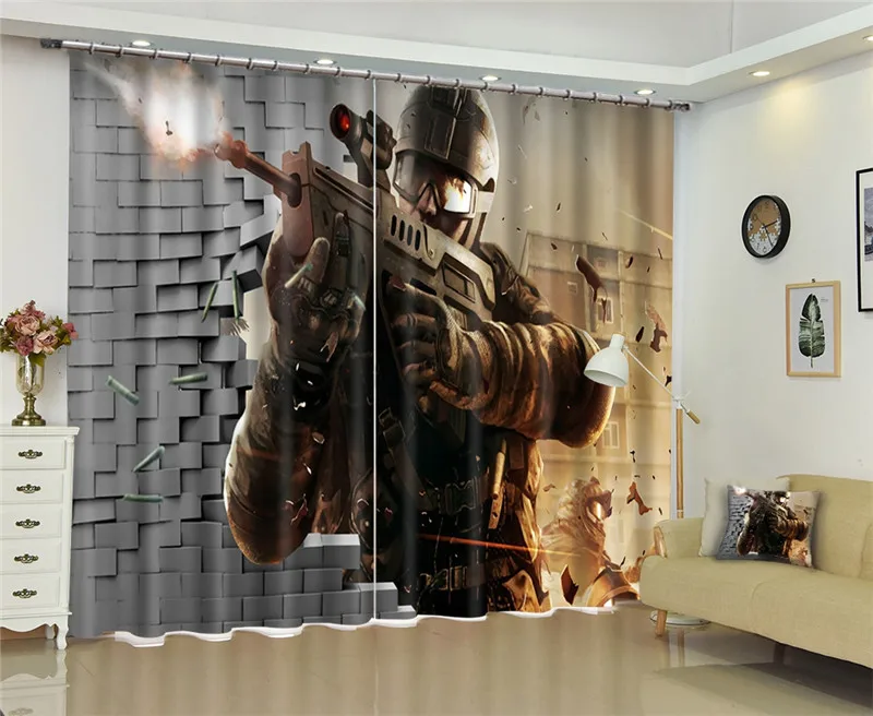 2017 New Curtains for Windows Drapes European Modern 3D Shooting game
