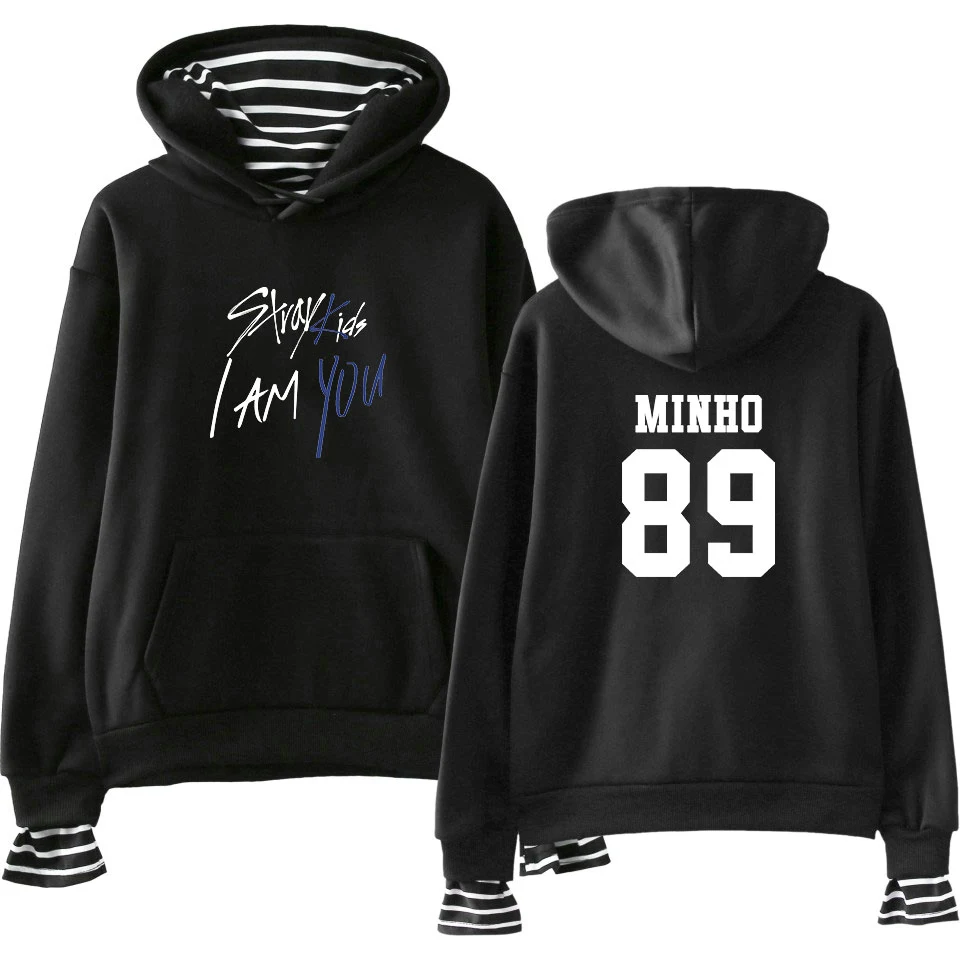 

WEJNXIN Kpop StrayKids Hoodies Men/Women Fake Two Piece Sweatshirt Stray Kids I am YOU Album Hip Hop Pullover Tracksuit Sudadera