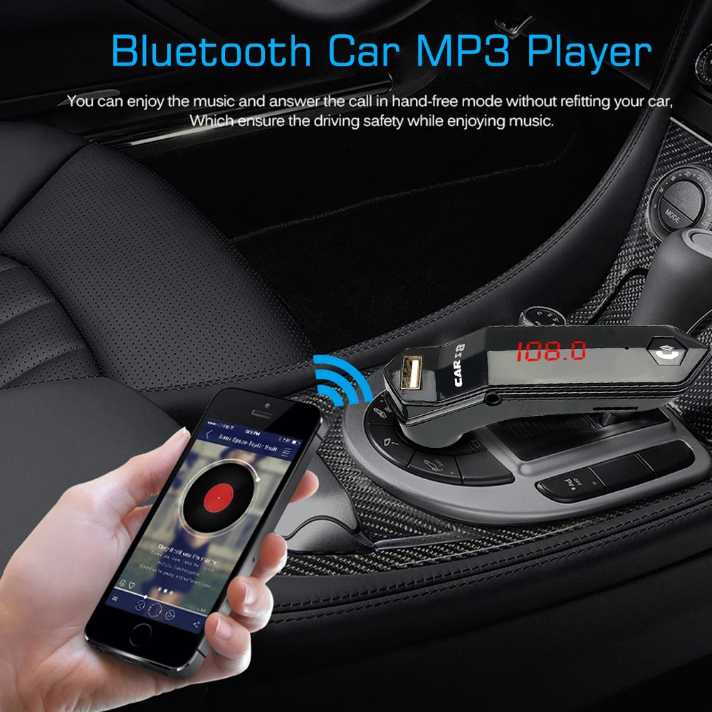 Автомобильный Bluetooth fm-передатчик Беспроводной Громкая связь ресивер TF/USB Авто mp3-плеер 3.1A двойной USB быстрое зарядное устройство