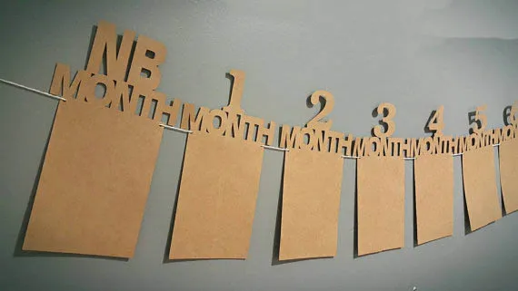 12 month banner,kraft paper monthly Garland,1st birthday