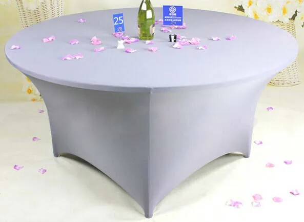 1 шт. 5ft 6ft круглый приталенный эластичный чехол для стола из спандекса лайкра стрейч скатерть на стол для свадьбы отель украшение для банкета и вечеринки - Цвет: Silver Grey