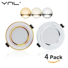 4pcs LED Down light Changeable 3W Ceiling Recessed Light With Driver 3 Color Change Warm White Nature White Cool White