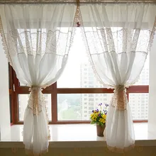 Корейский стиль принцессы белый текстиль с золотой розой вышитые кружева двойной отвесной занавески гостиной затенение-окна