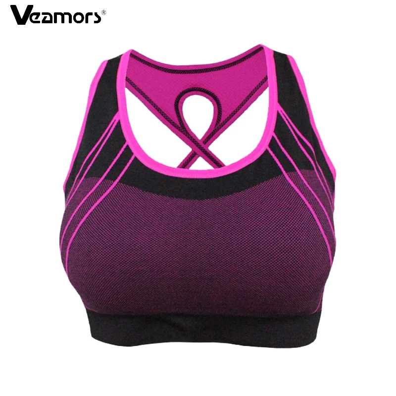 VEAMORS Sexy Women Cross Back Strap Sport Bra,Ladies Push Up Bras