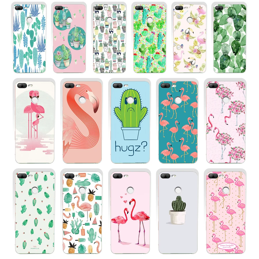 

214SD cute Flamingo Cactus flower gift Soft Silicone Tpu Cover phone Case for huawei Honor 8 9 Lite 8X p 9 lite 2016