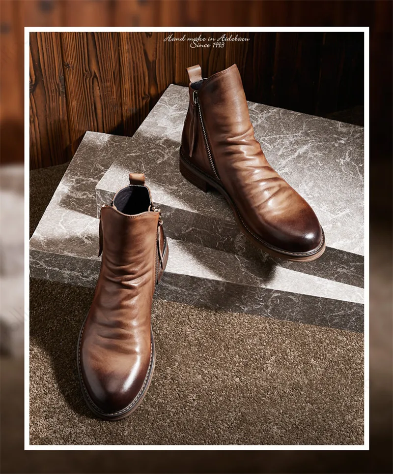 Высококачественная обувь из натуральной кожи высокого качества мужские ботинки Мартин модные высокие мотоциклетные стильные ботинки Instagram Прямая ботинок