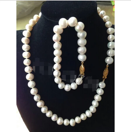 

New 9-10MM WHITE FRESHWATER PEARL NECKLACE Bracelet 7.5-18"^^^@^Noble style Natural Fine jewe SHIPPING new -Bride jewelry free s