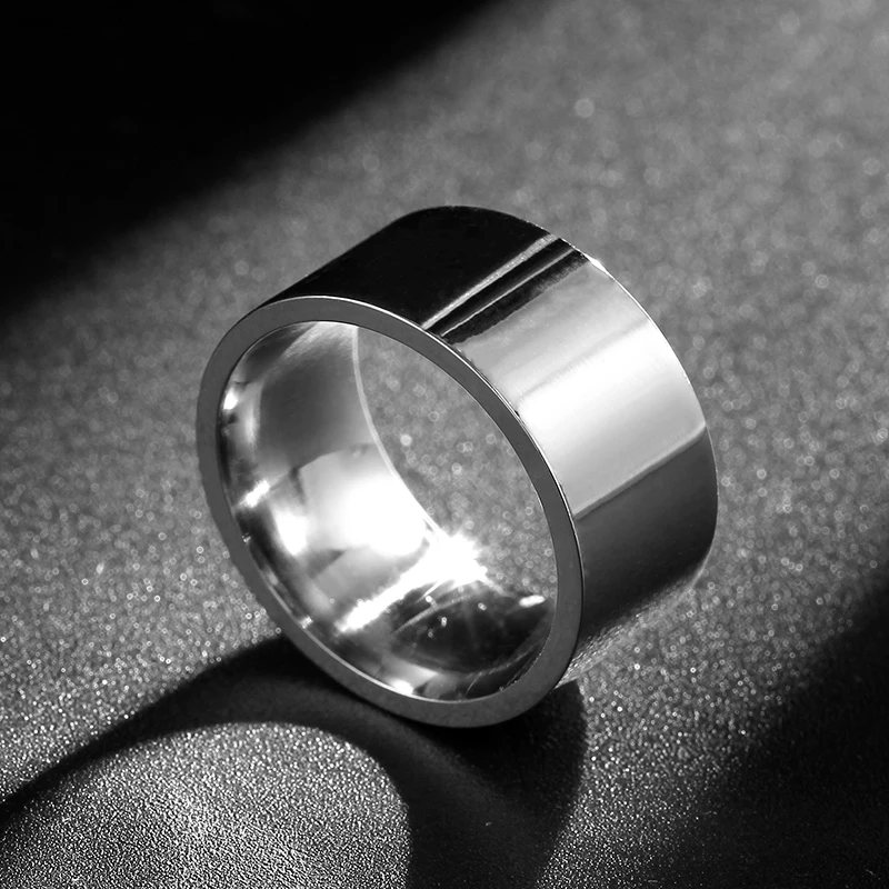 

10mm Bright Polish Silver Color Titanium Ring for Men and Women