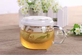 

1PC Heat Resistant Glass Teapot Pottery with Removable Porcelain Infuser Coffee Cup Loose Leaf Teapots Ceramic Teapot JM 005