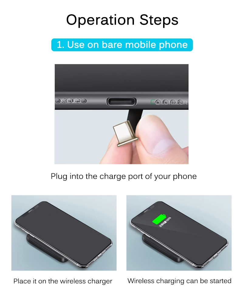 Qi беспроводной зарядный приемник для iPhone 7 6s Plus 5S Micro usb type C универсальное Быстрое беспроводное зарядное устройство для samsung huawei Xiaomi