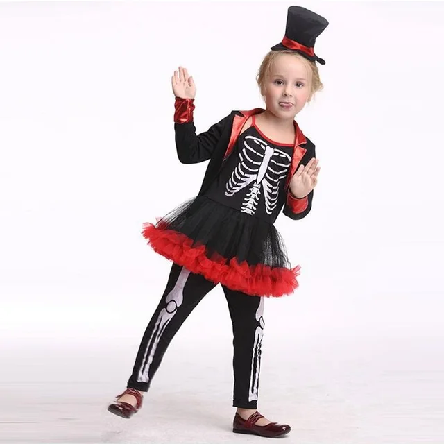 rol mar ladrn traje esqueleto humano nias lujo vestidos halloween cosplay para los nios de rendimiento