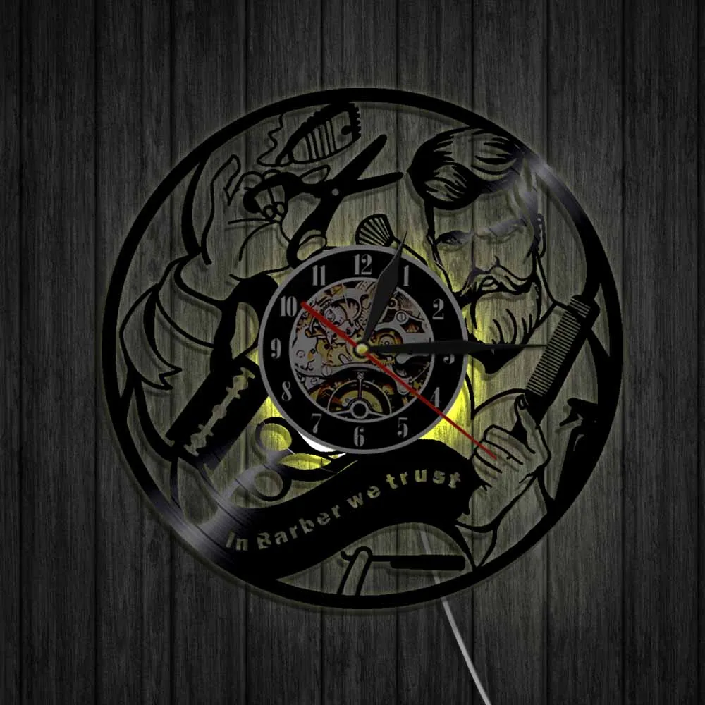 Виниловая пластинка настенные часы Haridresser часы на стену барбершоп салон часы 3D часы Современный дизайн настенный Декор