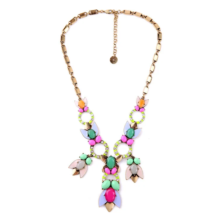 

Women's Fashion Necklace Jewelry Accessory Luxury Gorgeous Vintage Candy Color Petals Pendant Necklace For Women Wholesale N1607