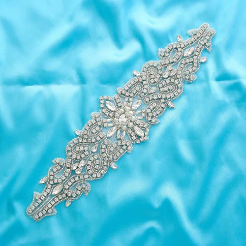 silver 126 Accessories Rhinestone Crystal Handmade DIY Bling Sew On Garter Beaded Silver Wedding Dresses Applique Wholesale S126 - Цвет: silver 126