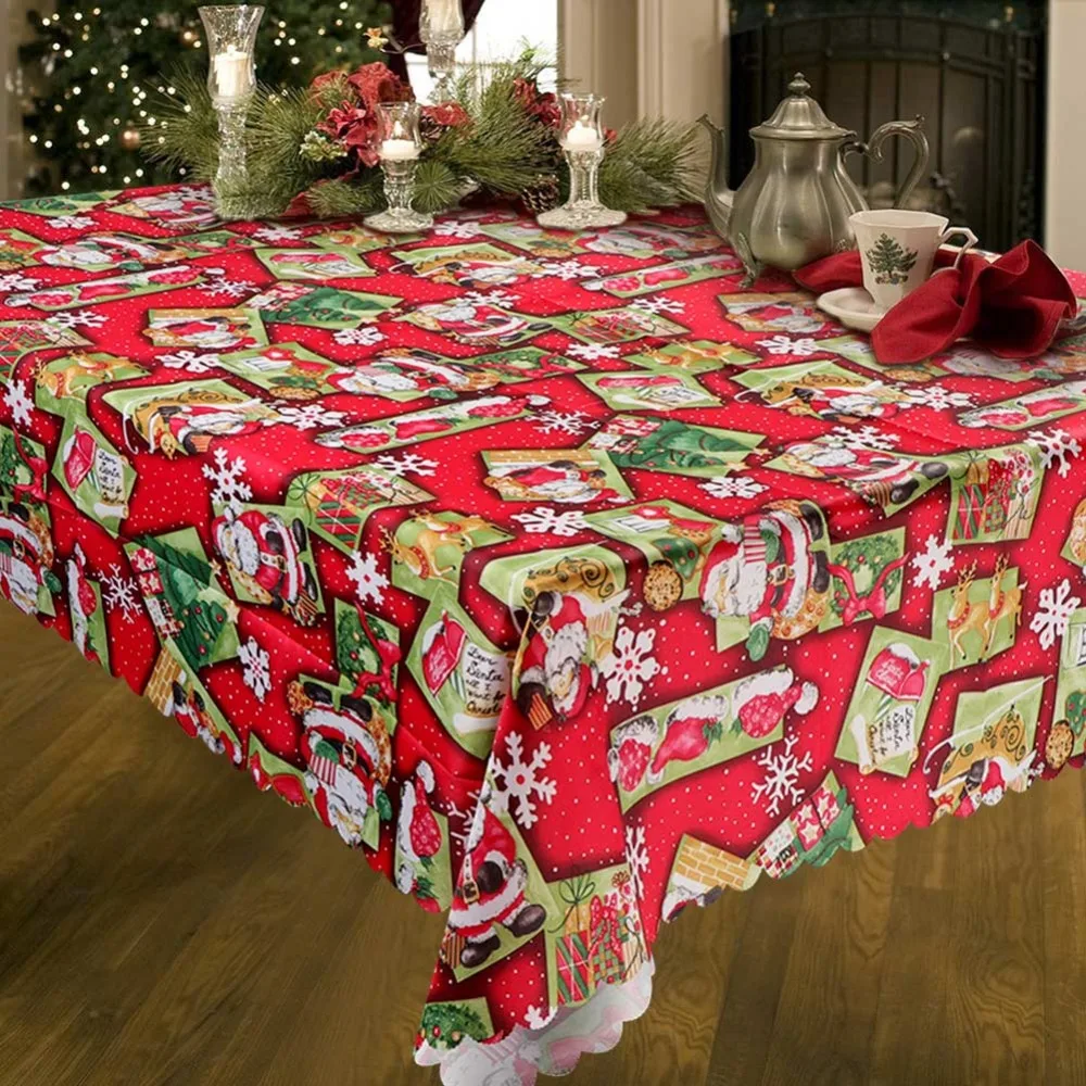  OurWarm Christmas Table Decoration 175x145cm Rectangular Table Cloth New Year Party Table Cover Chr