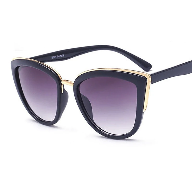 Simprect солнцезащитные очки "кошачий глаз" женские солнцезащитные очкив ретро стиле градиентные солнцезащитные очки Роскошные Брендовая дизайнерская обувь модных Lunette De Soleil Femme UV400 - Цвет линз: Black