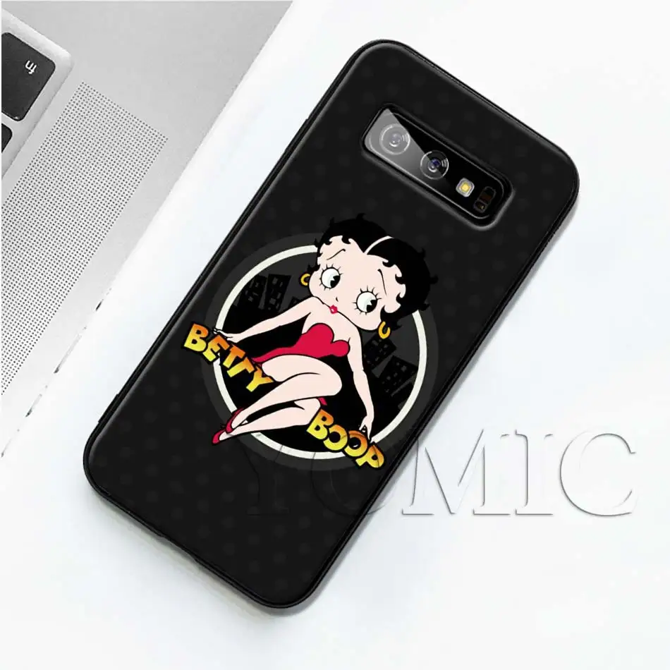 Betty Boop черный силиконовый чехол для samsung Galaxy S10 S10e S8 S9 плюс S7 A40 A50 A70 Note 8 9 мягкий чехол