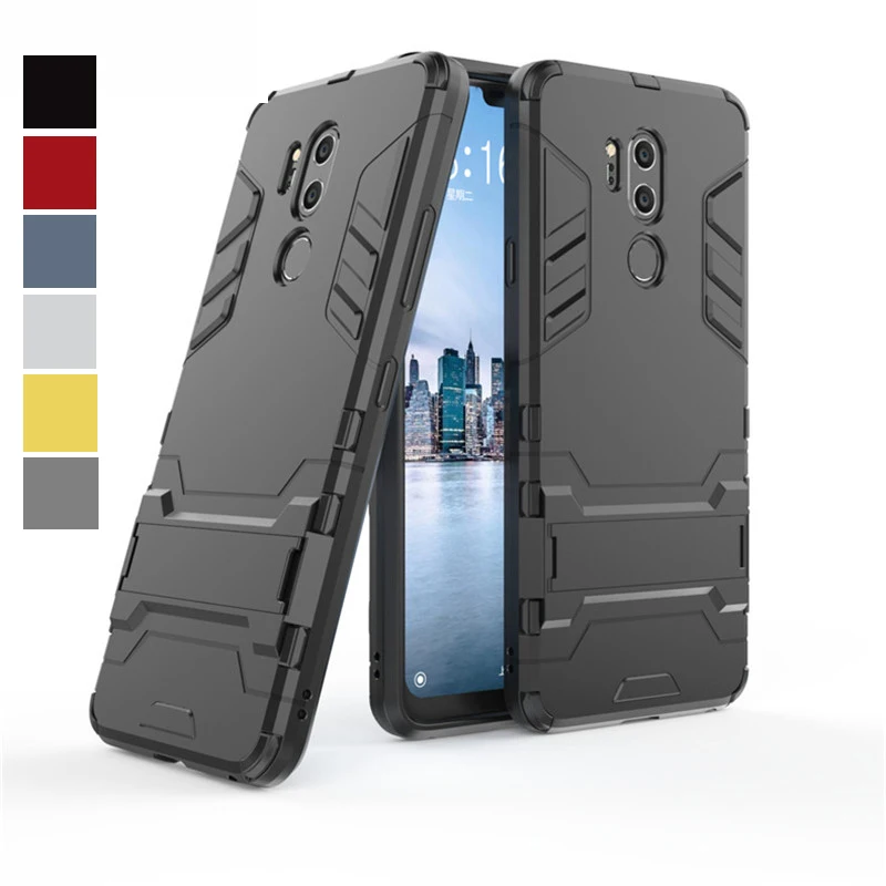 

For LG G7 Protective Case Silicone + Plastic Full Shockproof Back Cover For LG G7 Hard PC Armor Phone Cases Withs Stand