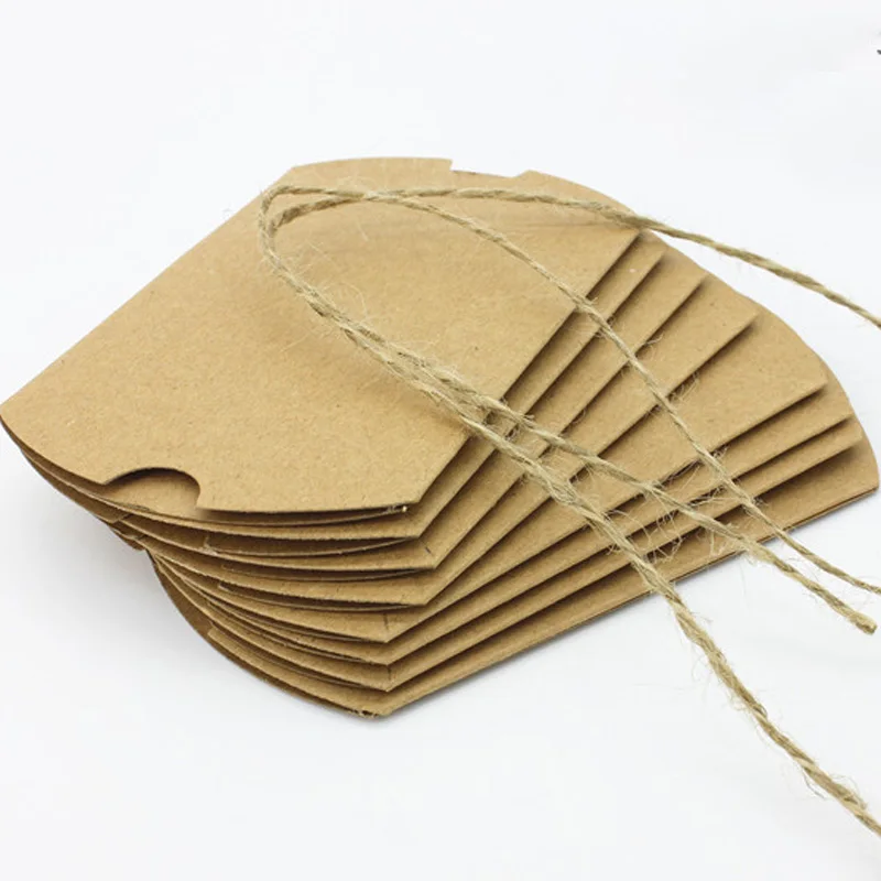 

50pcs White Brown Creative Candy Box Green Gift Box Leather Pillow Case Wedding Holiday Party Box For Gifts