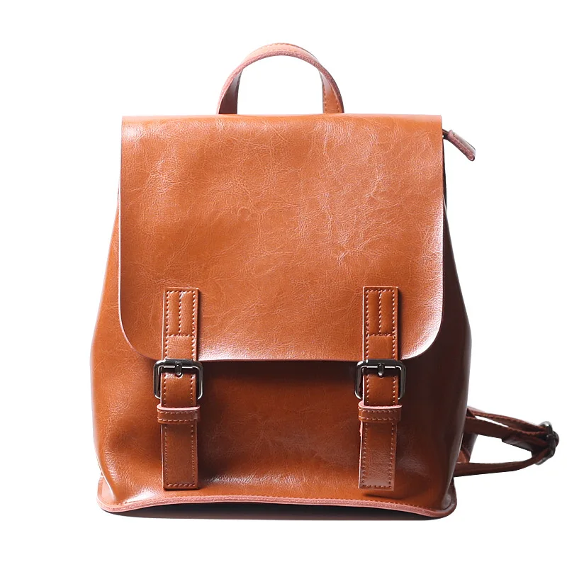 

MZORANGE brand backpack women fashion for teenage girls oil wax cow split leather backpacks vintage school shoulder bag female