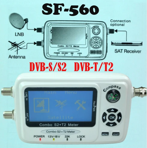 Цифровой спутниковый Finder meter SF 560 измеритель сигнала SatFinder с компасом DVB-S2 dvb-T2 singal combo SF-560
