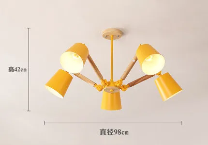 Lustre светодиодный светильник для гостиной подвесные светильники люстры para sala de jantar абажур деревянные светильники для столовой - Цвет корпуса: 5 lights yellow