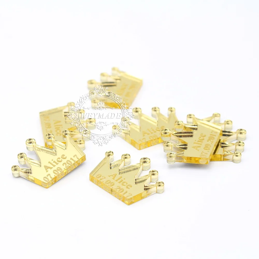 50* Personalized Gold Crown Baby Shower Table Decoration Prince Birthday Party Table Favor Centerpieces Decor Kid Gift Confetti