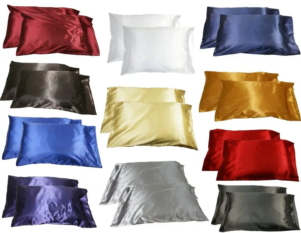 2pc New Queen/Standard Silk~y Satin Pillow Case Multiple Colors