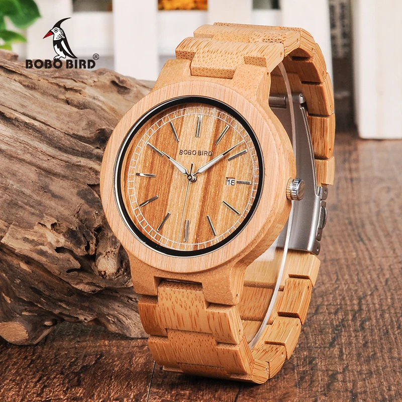 BOBO BIRD V-P23 Natural Bamboo Quartz Wood Watch Men High Quality Wrist watch 2018 New Arrival