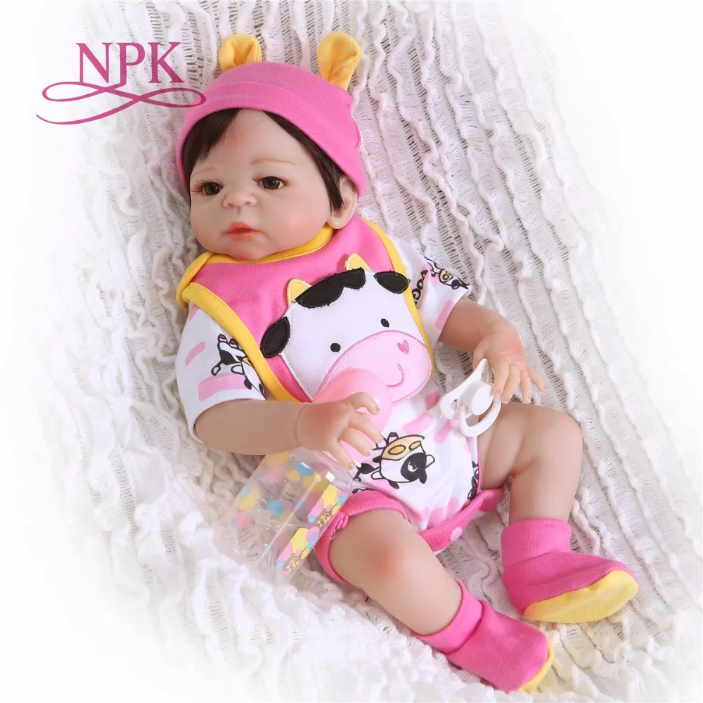

NPK Doll 19inch 48cm little cow bebes Reborn Baby Dolls full Silicone Reborn Bebe Doll Vinyl Toys gifts For Girls and boys