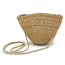 HEBA богемная ручная соломенная плетеная Женская пляжная сумка, маленькая травяная сумка на плечо, дорожная милая сумка для хранения