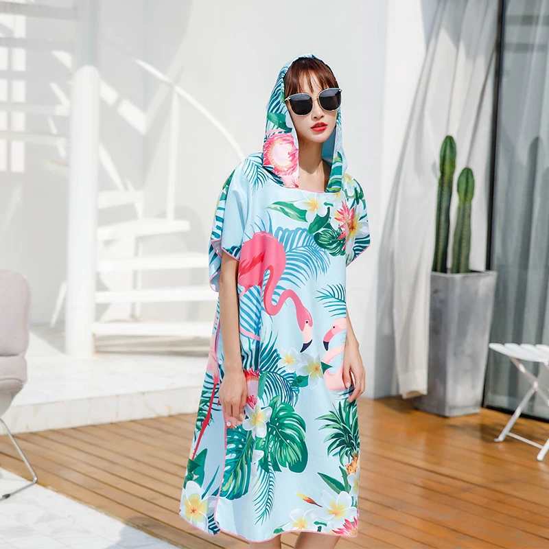 

Summer Cloaks Bath Towels Dry Bathrobe Dress Women Wearable Adult Beach Absorbent Swim Towels Diving Springs Change Towels B6T