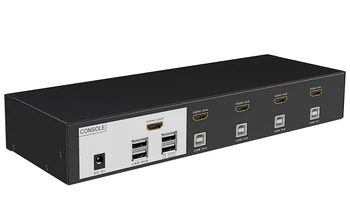 

4 Port HDMI Auto USB KVM Switch 4k*2k Keyboard Mouse Switcher hotkey and push button, Metal, include cables
