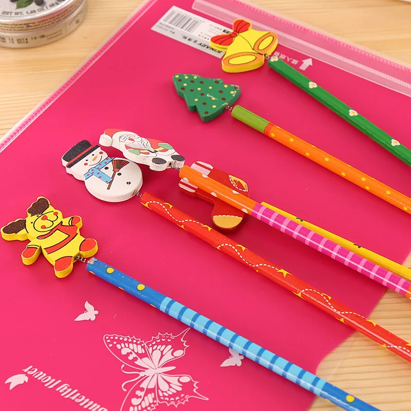 48 шт./лот мультяшный деревянный HB Рождественский подарок детский приз|pencil christmas|hb