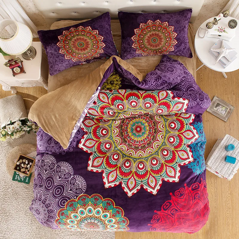 Bohemian shabby chic flannel duvet cover bed linen winter ...