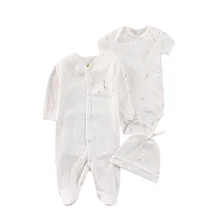 Macacão infantil, macacão de 3 peças estampado para girafa, roupas de algodão para meninos, cores brancas + macacão de girafa + touca