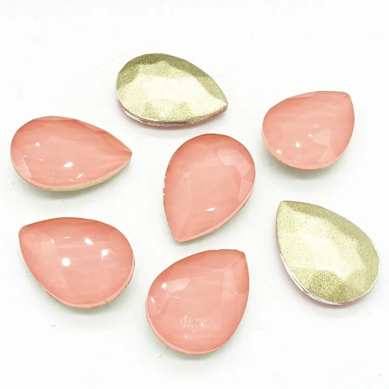 10 шт. мокко стеклянный кристалл в форме слезы Стразы в виде капель свободные бусины DIY 13x18 мм - Цвет: peach