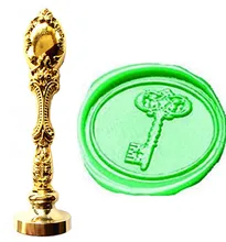 Custom Picture Logo Vintage Key Luxury Wax Seal Sealing Stamp Brass Peacock Metal Handle Gift Set
