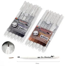6 PCS Japan Imported Ilustrating Cartoon Design Sketch Brush Marker Pen Grey Brown Water Based Permanent Ink Arte Marcadores