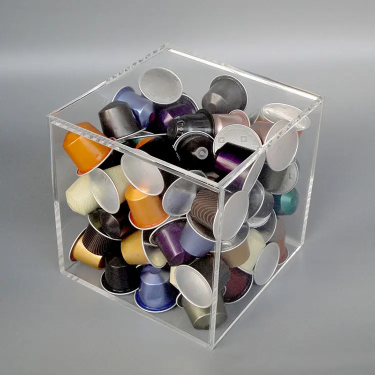 

15*15cm Transparent Cube Practical Coffee Capsules Nespresso Storage Box Coffee Resin Holder Fits Capsule Storage Coffee
