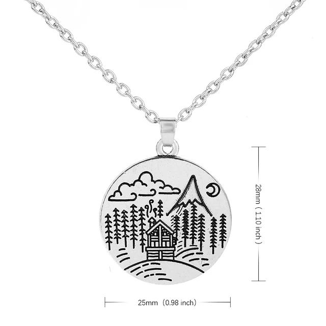 TEAMER Waterfall Tent Pine Pendant Necklace with Pattern Star Mountain Outdoor Camping Necklace TEAMER Waterfall Tent Pine Pendant Necklace with Pattern Star Mountain Outdoor Camping Necklace