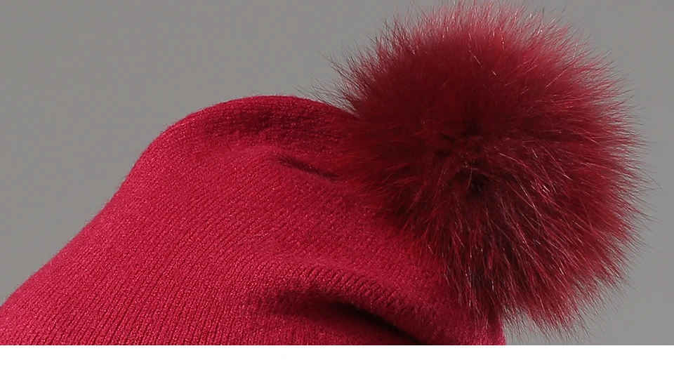 Winter Hats For Girls Skullies Knitt Wool Pom Poms Beanies Female Real Fox Fur Pompon Hat For Women 2018 New (11)
