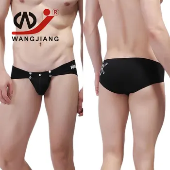 

The New Gay Sexy Underwear Briefs Calzoncillos Jockstrap Brand Cueca Gay Cotton Split Briefs For Men Low Waist WJ 3010-XSJ