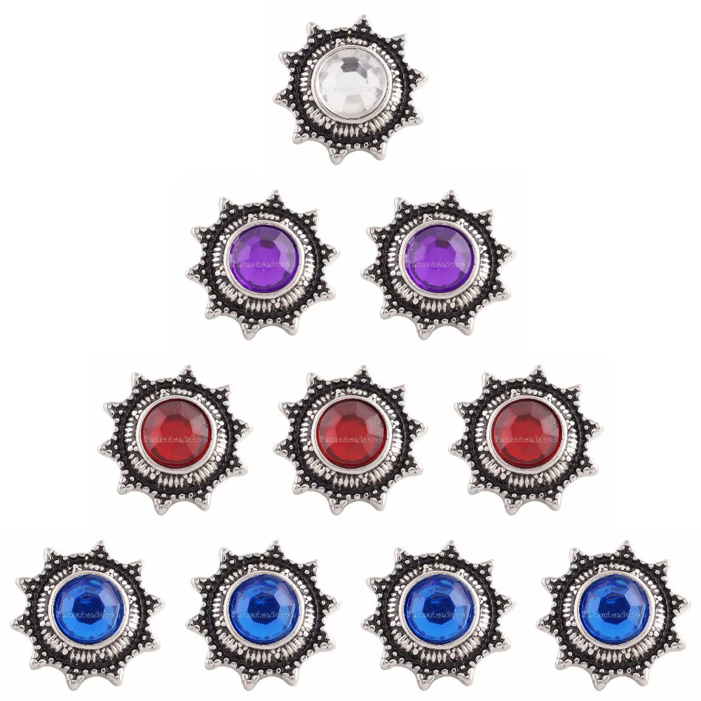 

Wholesale 10pcs/lot Mixed metal 18mm snap button jewelry DIY Metal Rhinestone button snaps fit snap button bracelet Jewelry