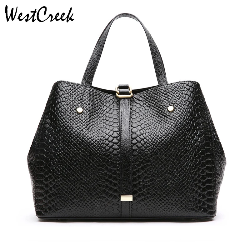 

WESTCREEK Brand Genuine Leather Serpentine Women Handbag Fashion Casual Bag Retro Shoulder Bag Female Totes Ladies Hand Bags