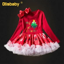 Рождественское платье-пачка для маленьких девочек; рождественское платье с длинными рукавами для маленьких девочек; платье для новорожденных; От 1 до 2 лет; милые детские разноцветные платья