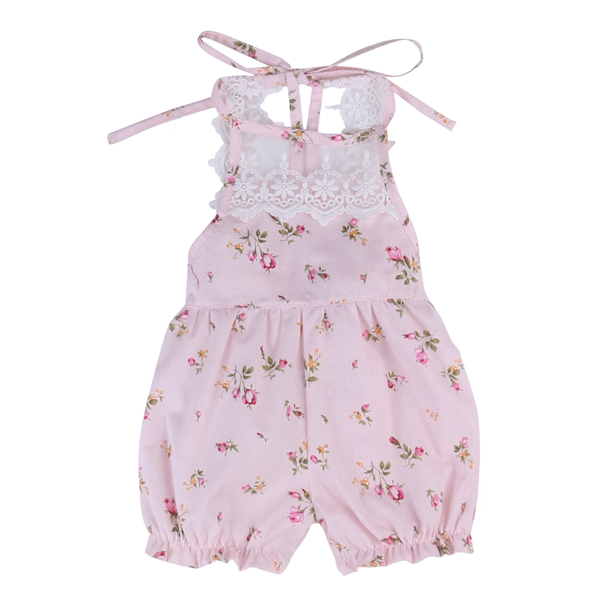 Flower Infant Newborn Baby Girls Lace Jumpsuit Gauze Sleeveless