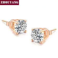 ZHOUYANG, высокое качество, кубический цирконий, розовое золото, модные серьги-гвоздики для женщин, Girt ZYE371 ZYE653