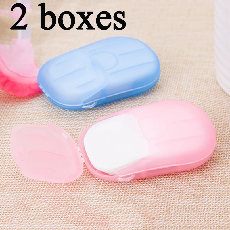 3/2/1*20pcs boxed Portable Disposable Paper Soap Washing Hand Bath Clean Scented Slice Sheets for travel outdoor soap case - Цвет: 2pcs