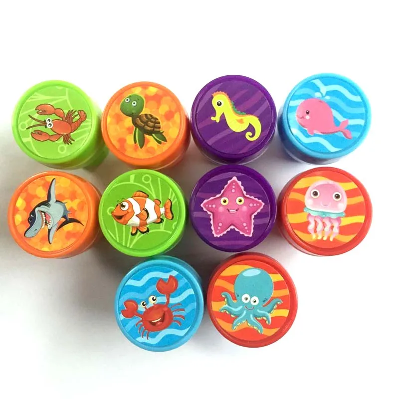 

6/10/12pcs Kids Cartoon Toy Stamp Set Dinosaur Christmas Ocean Animal Smile face Self-inking Cartoon Stamper For Children